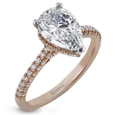 Pear-Cut Hidden Halo Engagement Ring In 18k Gold With Diamonds