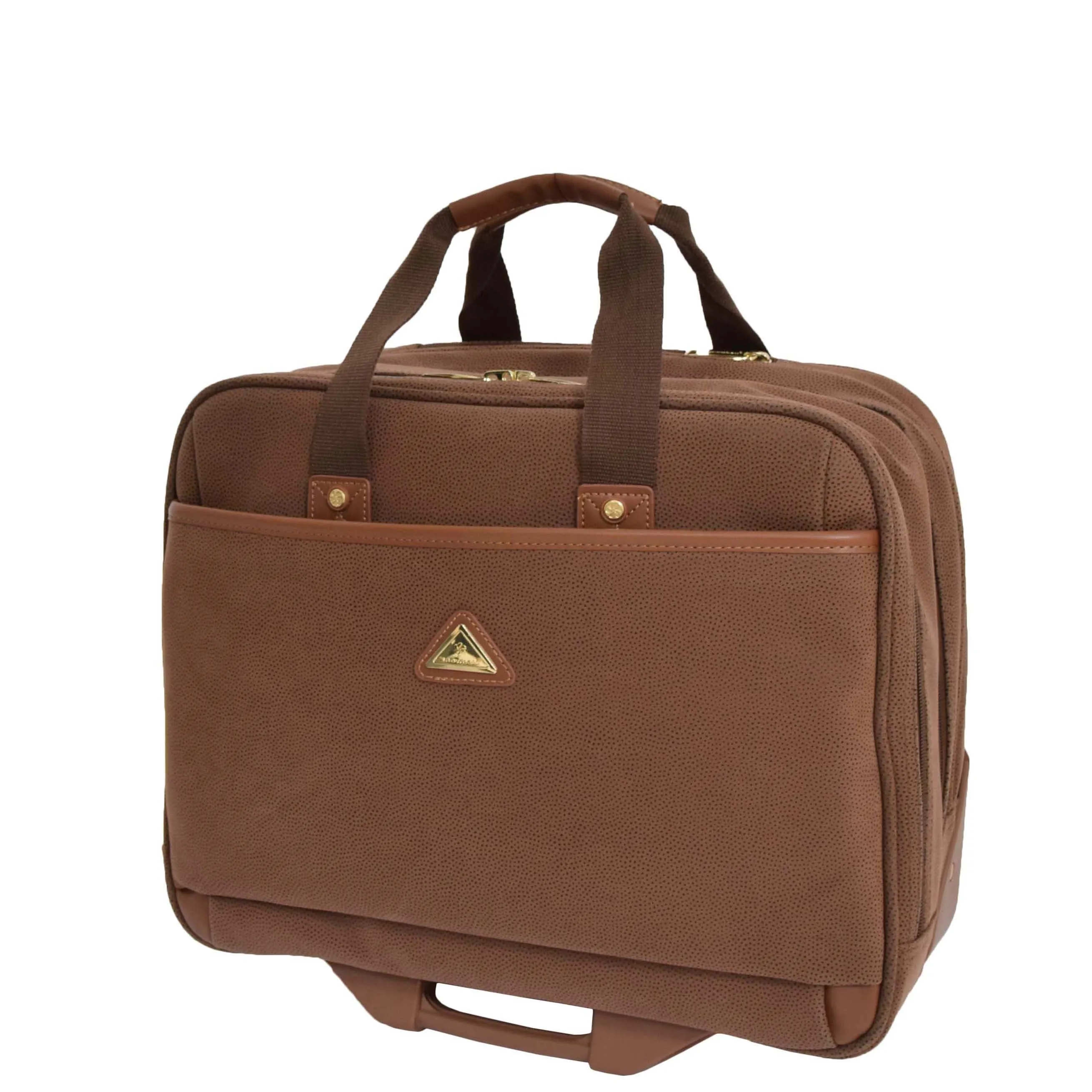 Pilot Case Wheeled Briefcase Camel Faux Suede Business Cabin Bag Stargazer