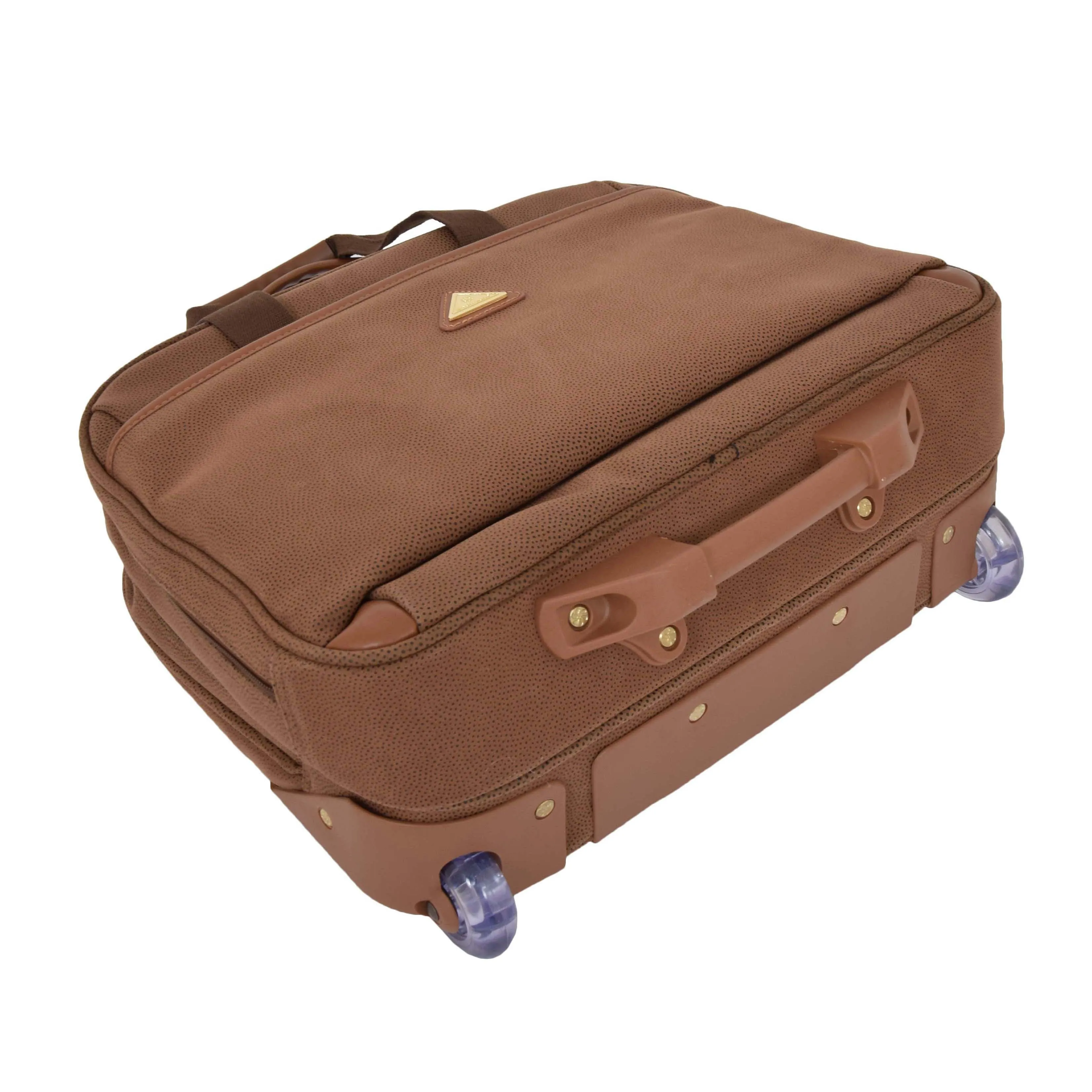 Pilot Case Wheeled Briefcase Camel Faux Suede Business Cabin Bag Stargazer