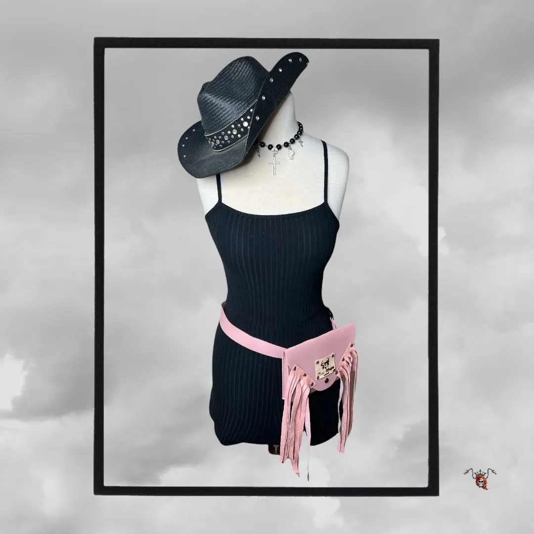 Pink Baddie Fringe Belt Bag