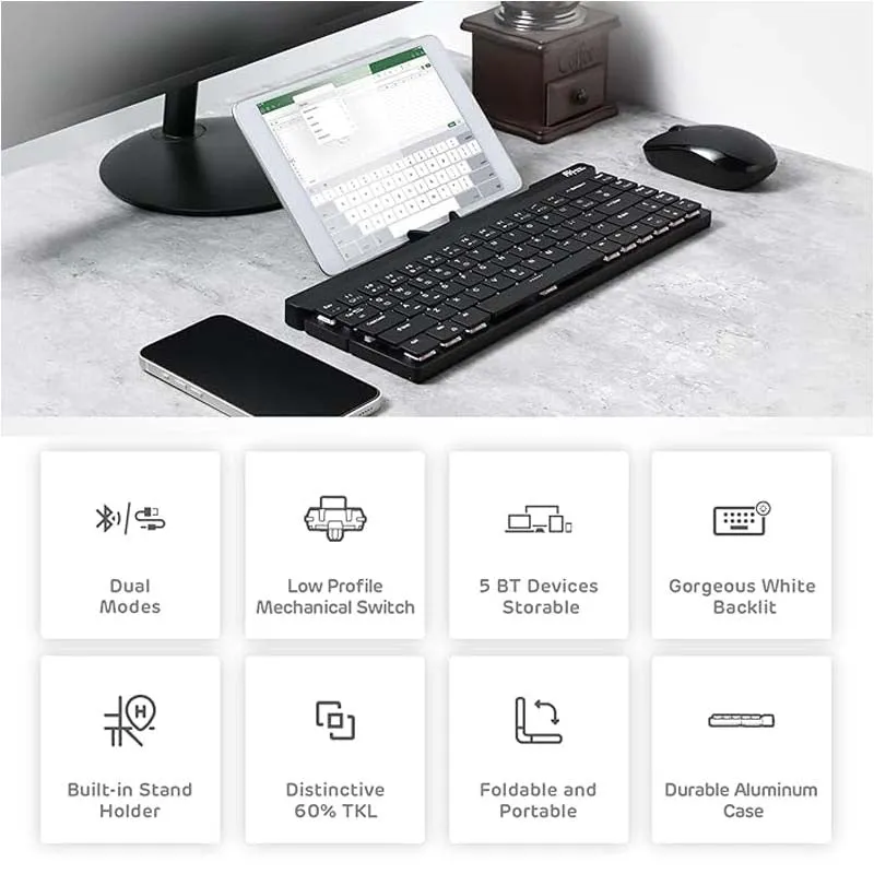 Portable Foldable Bluetooth Keyboard