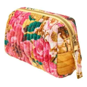 Powder Impressionist Floral Small Quilted Vanity Bag - Mustard Yellow