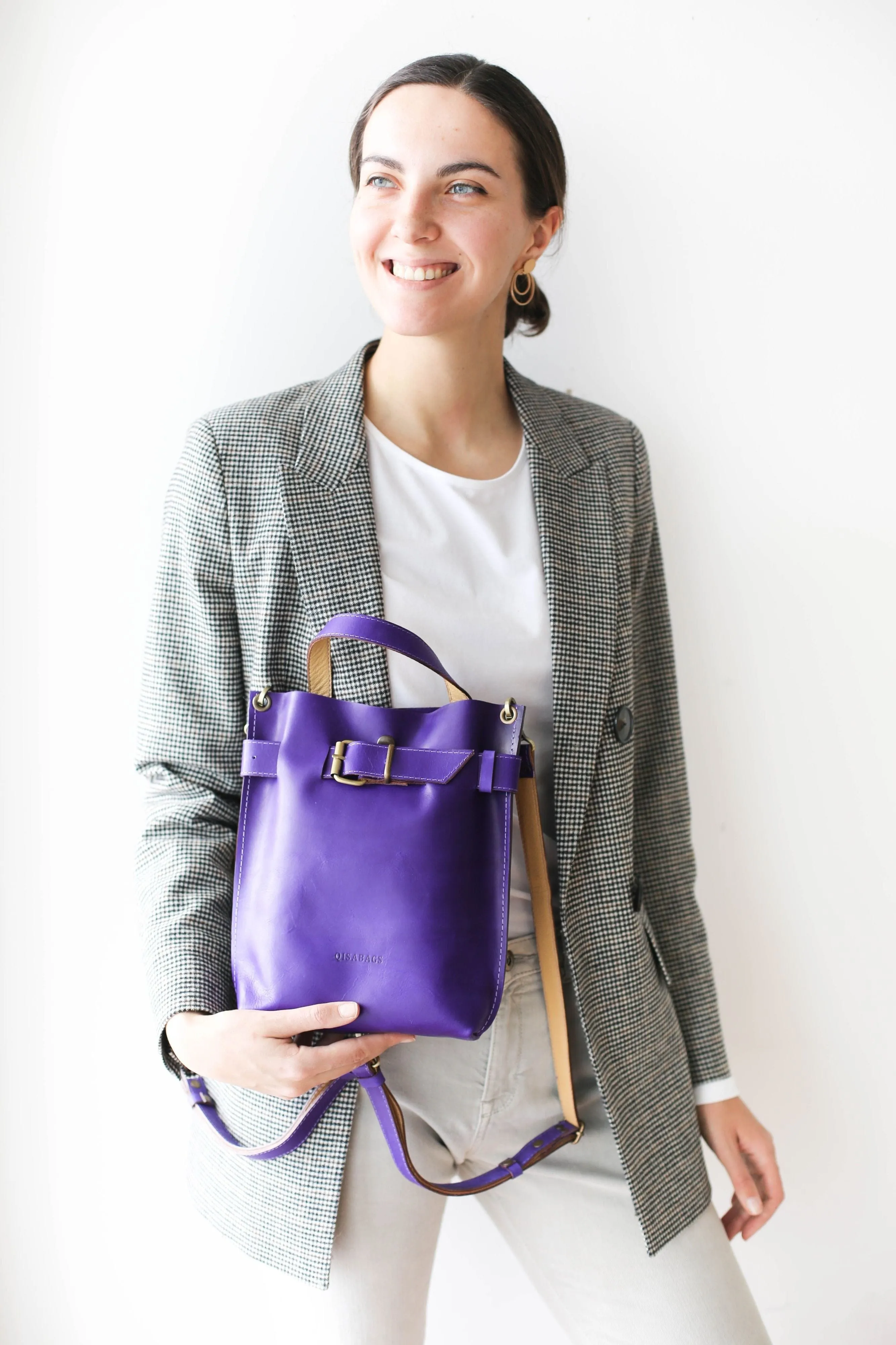 Purple Mini Leather Backpack