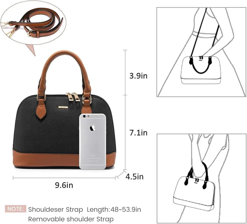 Purse for Women Small Crossbody Bags Classic Double Zip Top Handle Dome Satchel Bag