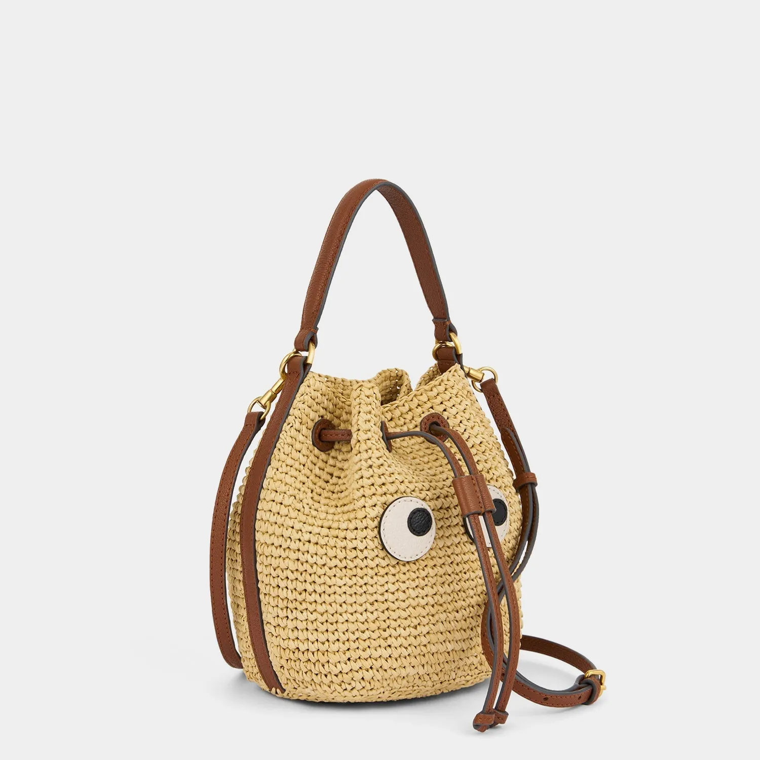 Raffia Eyes Drawstring Cross-body