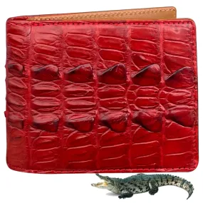 Red Alligator Tail Leather Bifold Wallet For Men RFID Blocking | VINAM-103