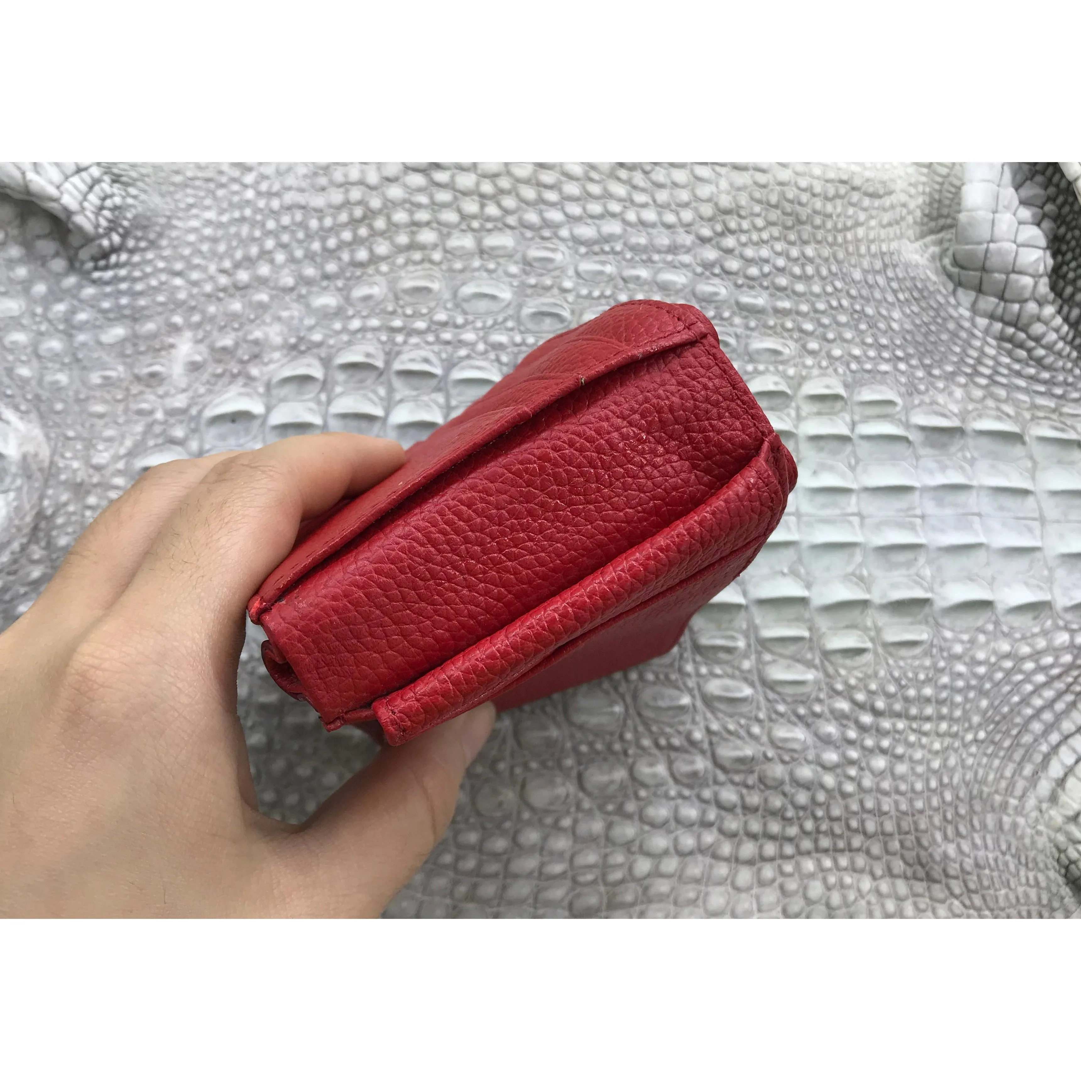 Red Burgundy Alligator Skin Bifold Wallet For Men | Handmade Crocodile Leather Wallet RFID Blocking | VL4541