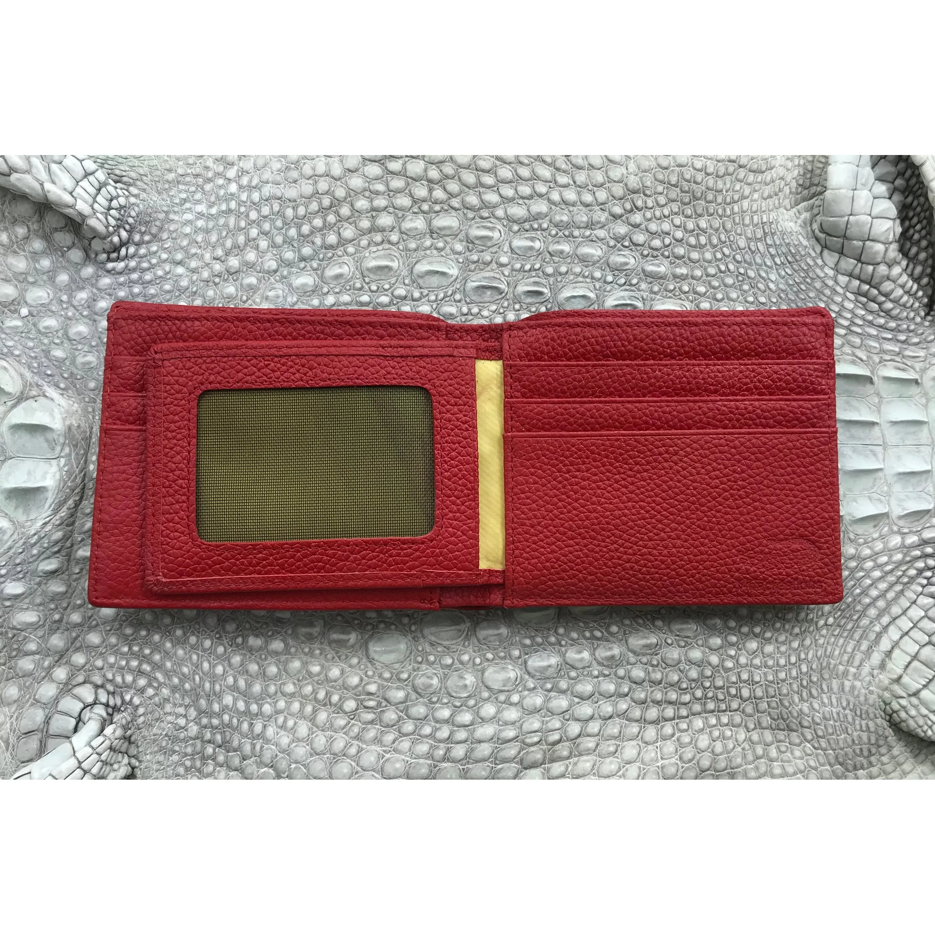 Red Burgundy Alligator Skin Bifold Wallet For Men | Handmade Crocodile Leather Wallet RFID Blocking | VL4541