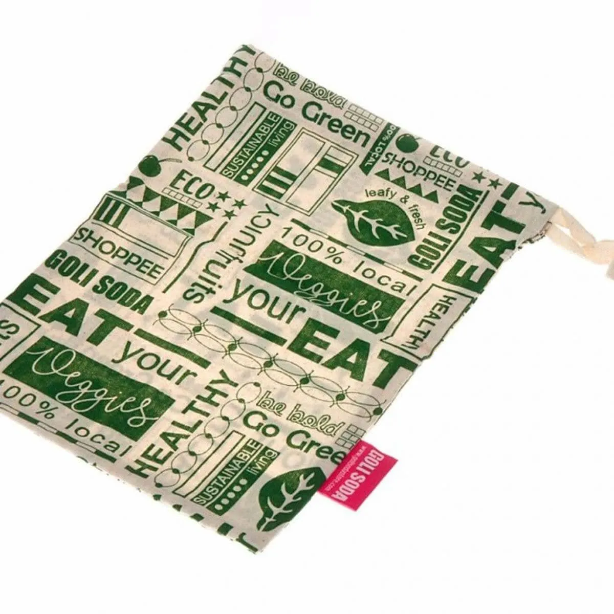 Reusable Cotton Go Green Bags- Set of 4 - Small- for Veggies, Roti, Sprouting & Paneer