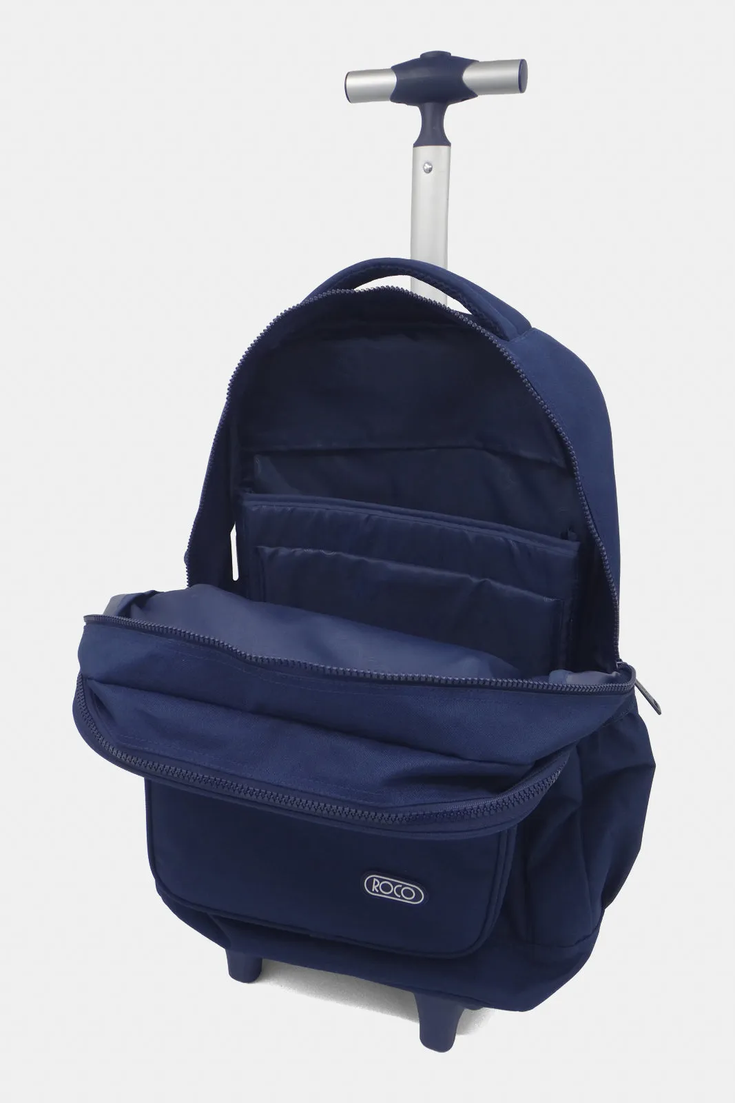 Roco Navy Plain Trolley Bag With Pencil Case (18 Inch)