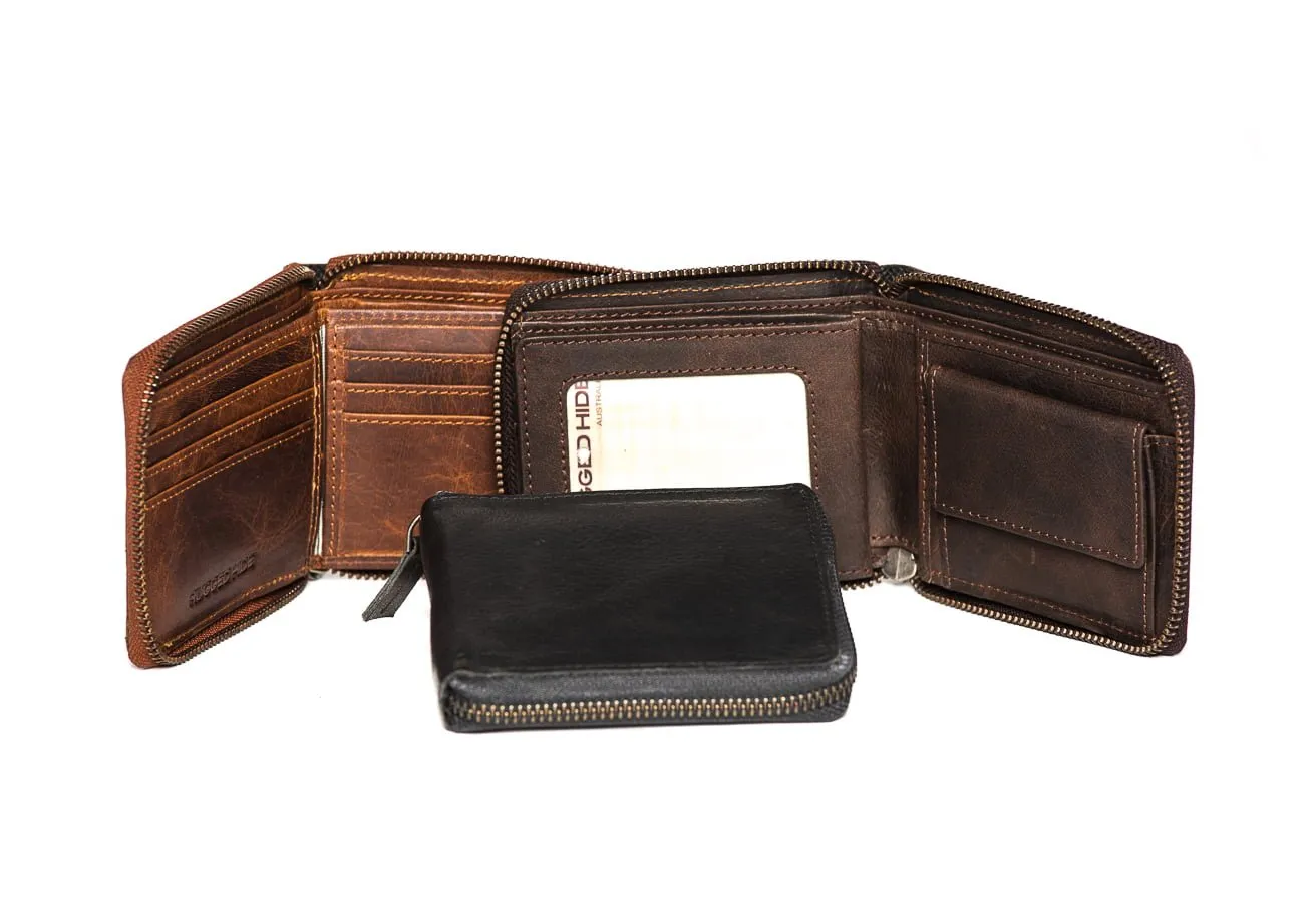 Rugged Hide RH-1006 Aris Leather Wallet Zipped around