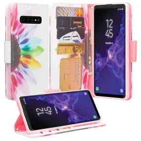 Samsung Galaxy S10 Plus Case, Galaxy S10  Wallet Case, Wrist Strap Pu Leather Wallet Case [Kickstand] with ID & Credit Card Slots - Vivid Sunflower