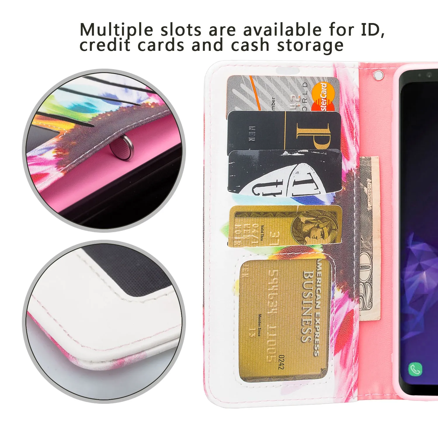 Samsung Galaxy S10 Plus Case, Galaxy S10  Wallet Case, Wrist Strap Pu Leather Wallet Case [Kickstand] with ID & Credit Card Slots - Vivid Sunflower