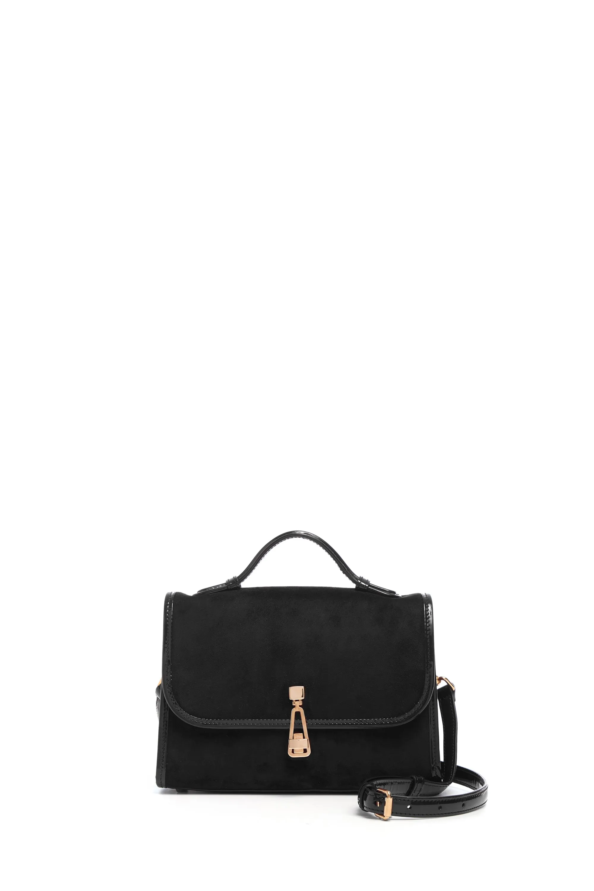 Small Leonora Bag in Black Suede