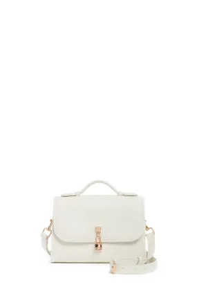 Small Leonora Flap Bag in Ivory Textured Leather