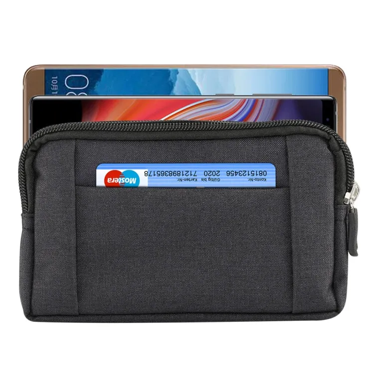 Sports Denim Universal Phone Bag Waist Bag for 5.5~6.3 inch Smartphones, Size: L (Black)