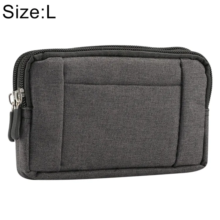 Sports Denim Universal Phone Bag Waist Bag for 5.5~6.3 inch Smartphones, Size: L (Black)