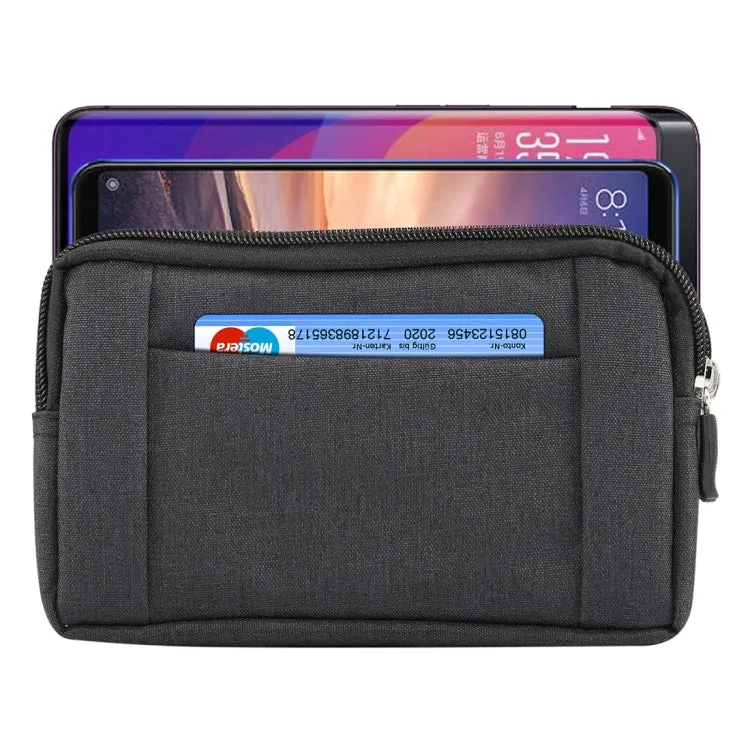 Sports Denim Universal Phone Bag Waist Bag for 6.4~6.5 inch Smartphones, Size: XL (Black)