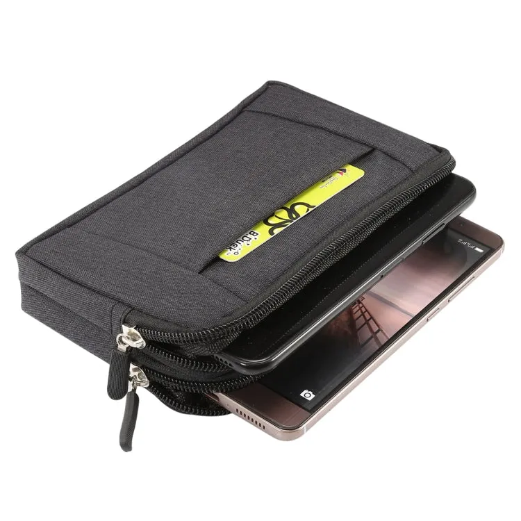 Sports Denim Universal Phone Bag Waist Bag for 6.4~6.5 inch Smartphones, Size: XL (Black)