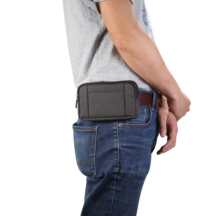 Sports Denim Universal Phone Bag Waist Bag for 6.4~6.5 inch Smartphones, Size: XL (Black)