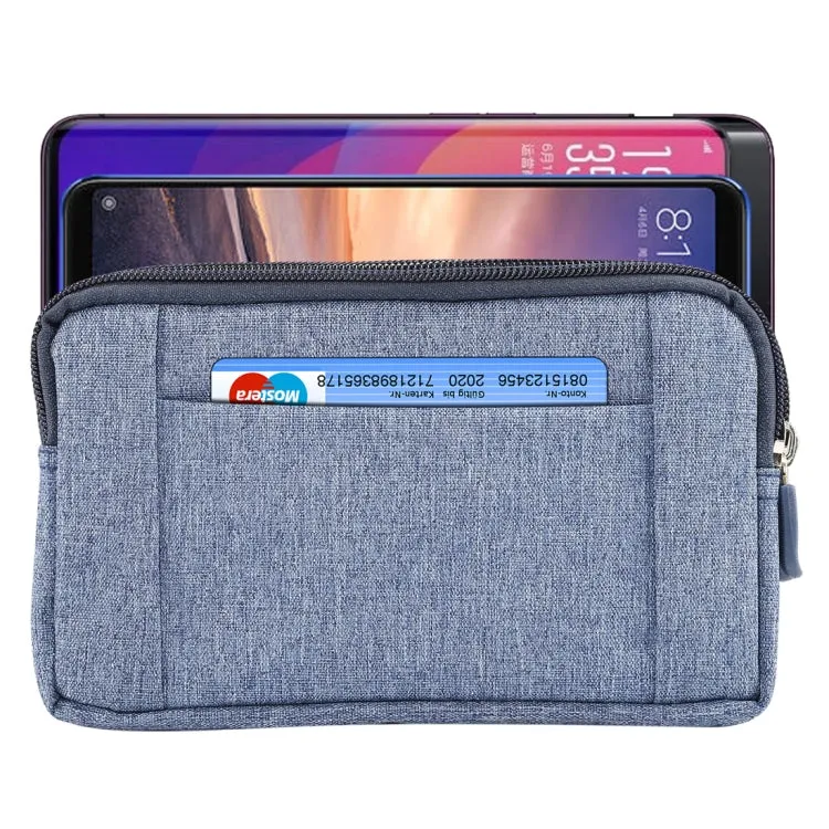 Sports Denim Universal Phone Bag Waist Bag for 6.4~6.5 inch Smartphones, Size: XL (Blue)