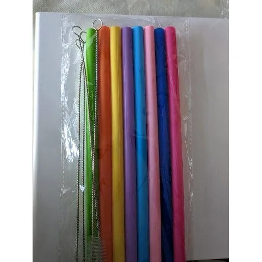 Stainless Steel or Silicone Straw Sets with Cleaning Brush and Carry Bag, Perfect for the Environmentally Conscientious!