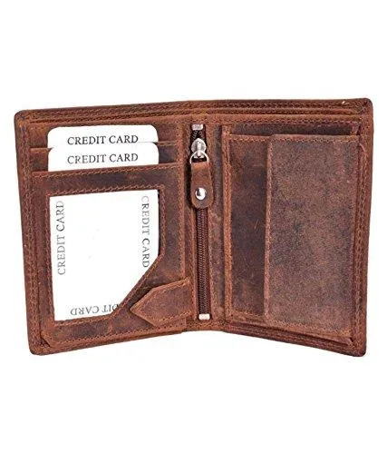 STARHIDE Keep Calm I'm The Worlds Best Dad Mens RFID Blocking Genuine Distressed Hunter Leather Wallet 705 Brown