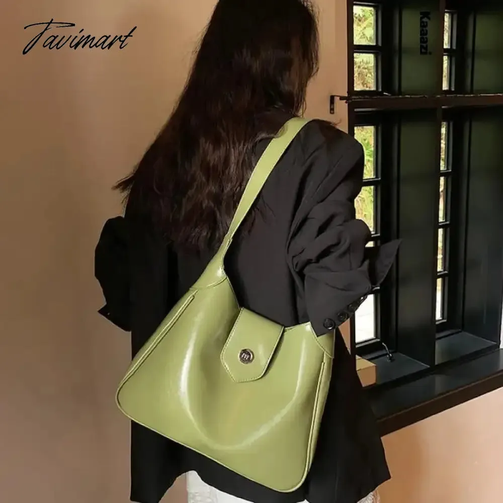 Tavimart New Green Simple Style Tote Shoulder Bags Luxury Designer Summer Fashion Crossbody Bags Large Capacity Handbag Classic Vintage