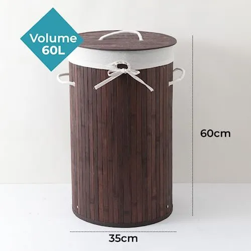 The Better Home Bamboo Laundry Bag 72 Litres With Lid (Pack of 4) | Foldable Laundry Basket For Clothes | Washing Clothes Basket | Clothes Bin - Dark Brown