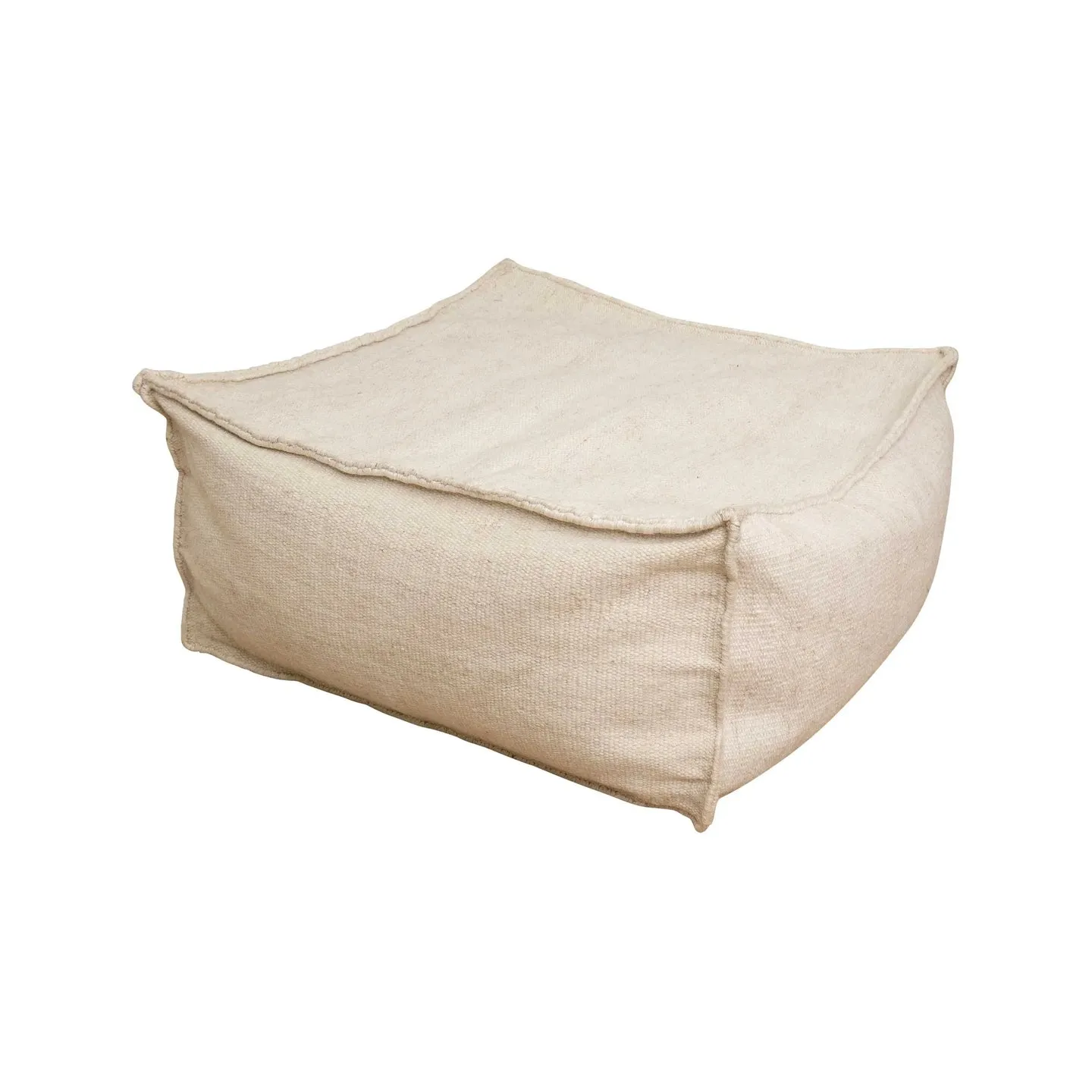 The Boite Wool/Bamboo Bean Bag Ottoman in Beige