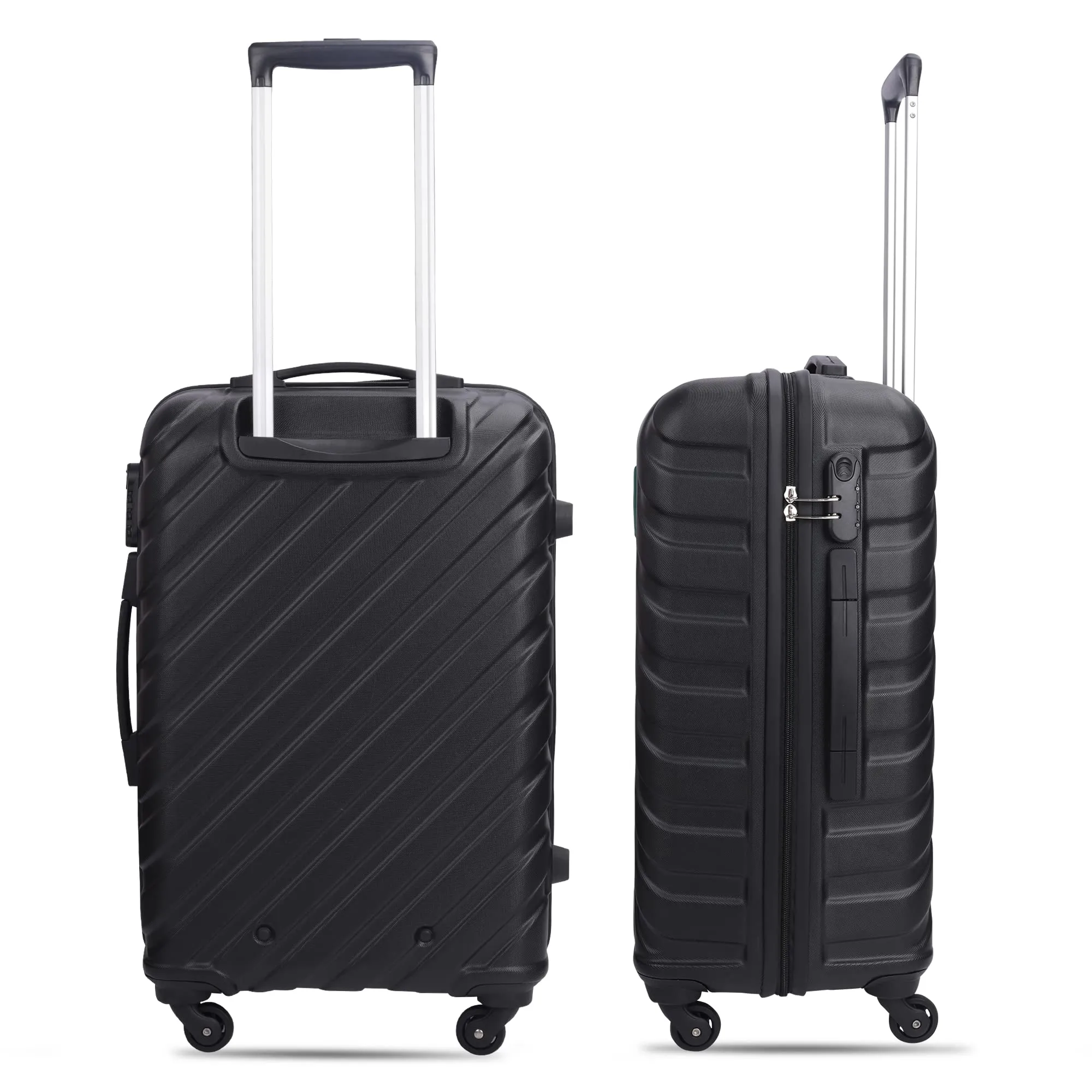 THE CLOWNFISH Abs Armstrong Combo Of 2 Luggage Abs Hard Case Suitcase Four Wheel 4 Spinner Wheels Trolley Bags- Black (Medium, Small), 65 CM & 54 CM