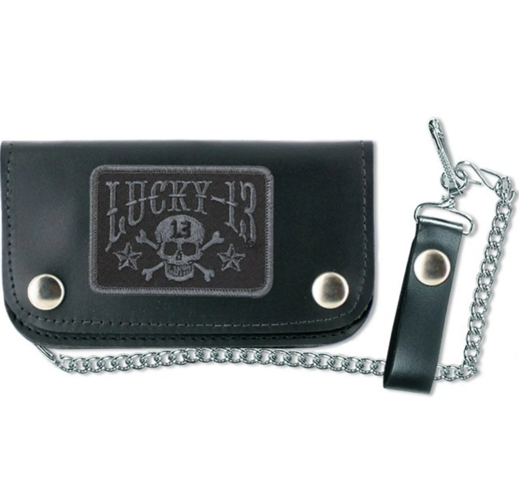 The SKULL STARS Leather Wallet - BLACK/BLACK