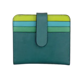 Tide Pools Green Leather Bi-Fold Wallet, Colorful Leather Wallet