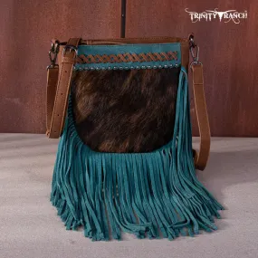 TR171-8360  Trinity Ranch Hair-On Cowhide Fringe Crossbody Bag -Brown