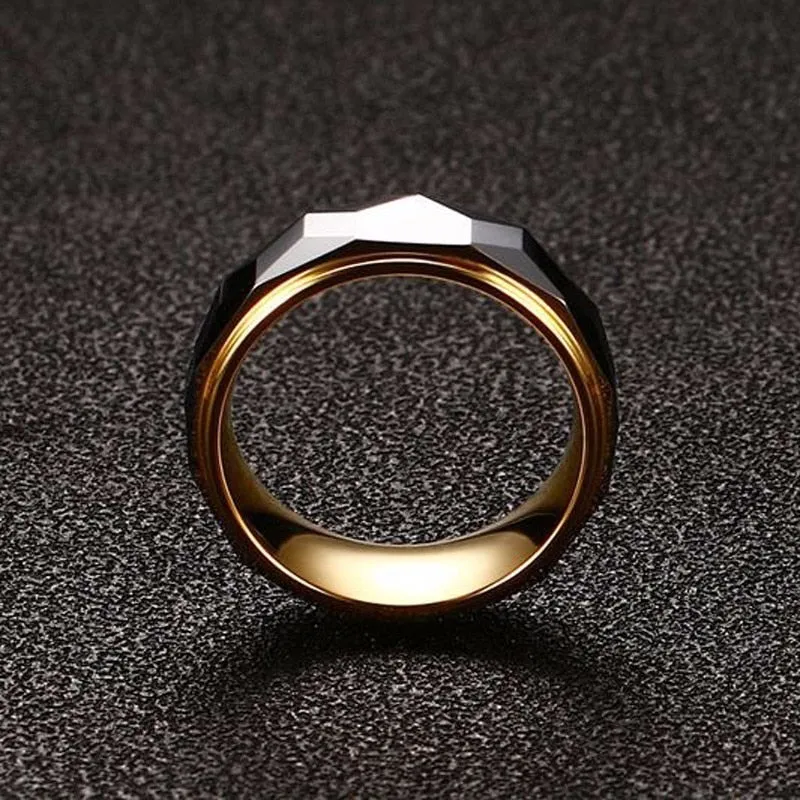 Tungsten Gold Prism Ring 8MM