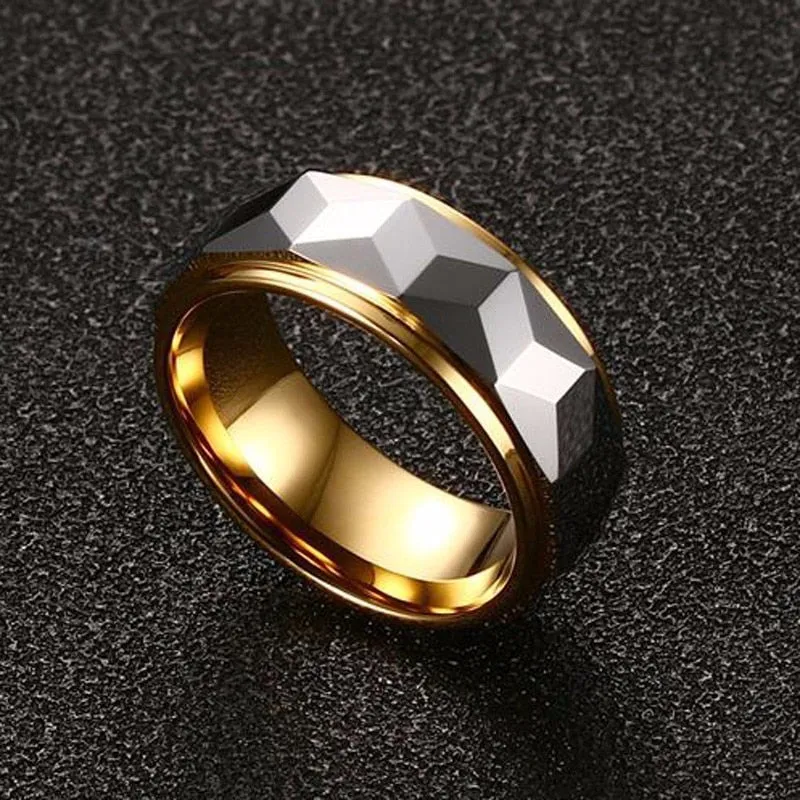 Tungsten Gold Prism Ring 8MM