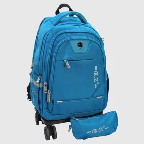 Turquoise 18 Inches Trolley Backpack   Pencil Case