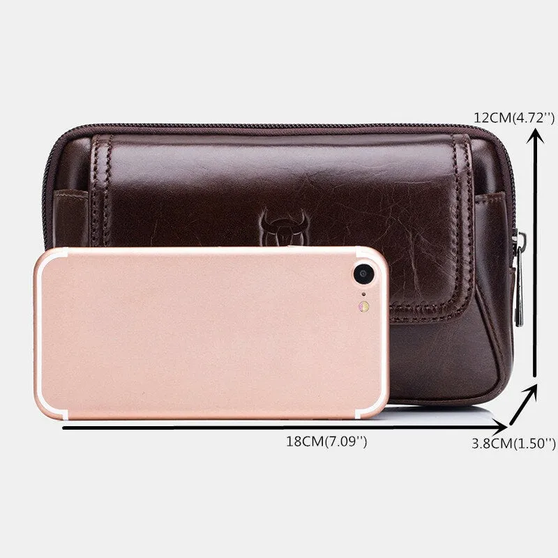 Vinatge Genuine Leather 6.4 inch Phone Bag Waist Business