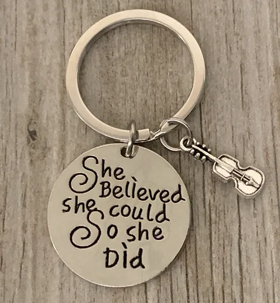 Violin Keychain - She Believed She Could So She Did