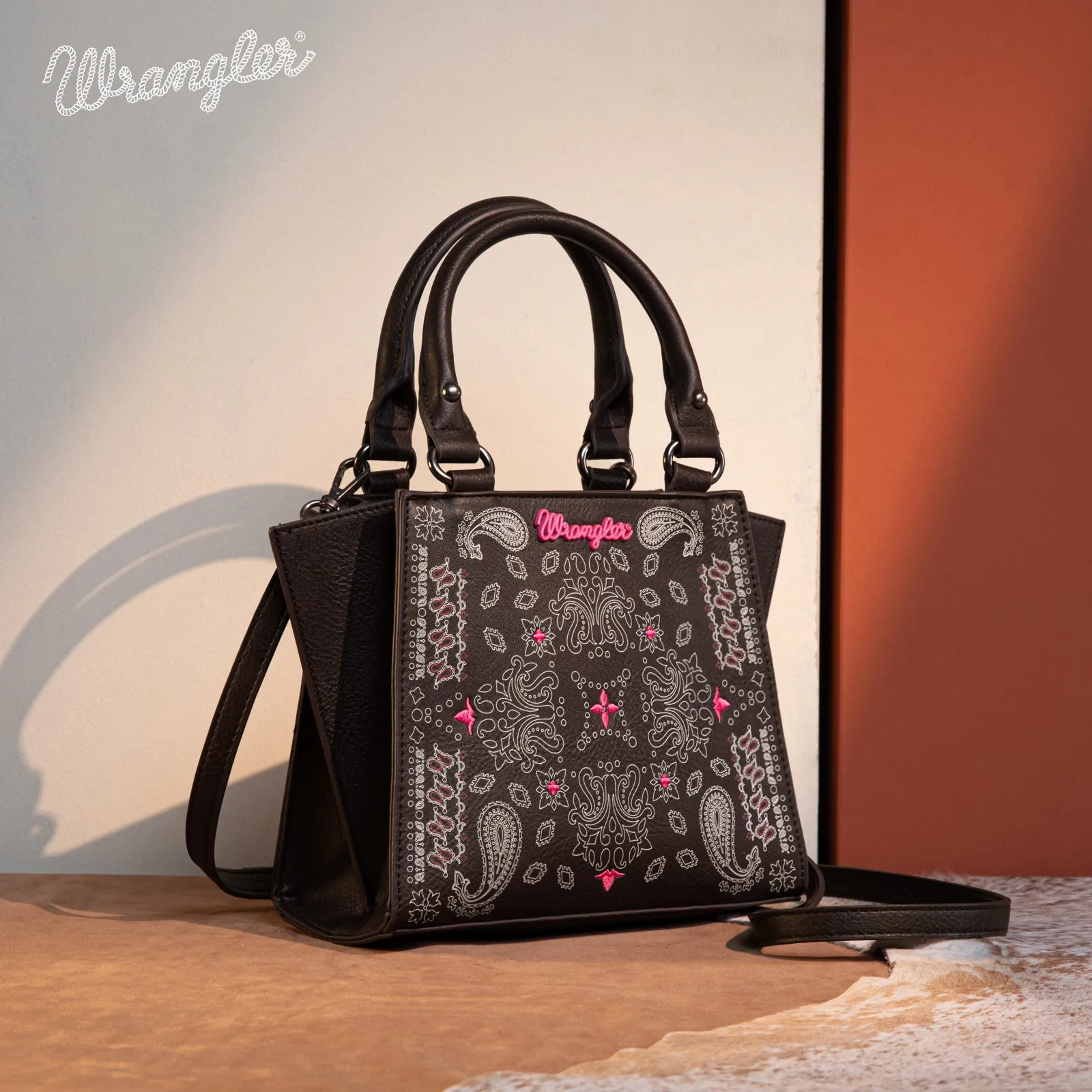 WG134-8012  Wrangler Paisley Mini  Satchel/Crossbody - Coffee