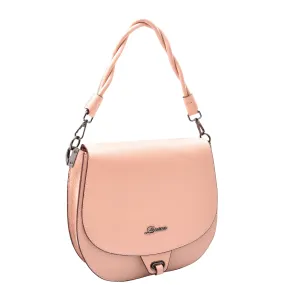 Womens Premium Leather Shoulder Saddle Bag Multi Pocket Handbag A6080 Rose