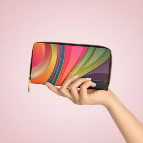 Wristlet Phone Wallet, Multicolor Circular Swirl Style Purse