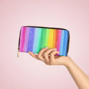 Wristlet Phone Wallet, Rainbow Stripe Pastel Style Purse