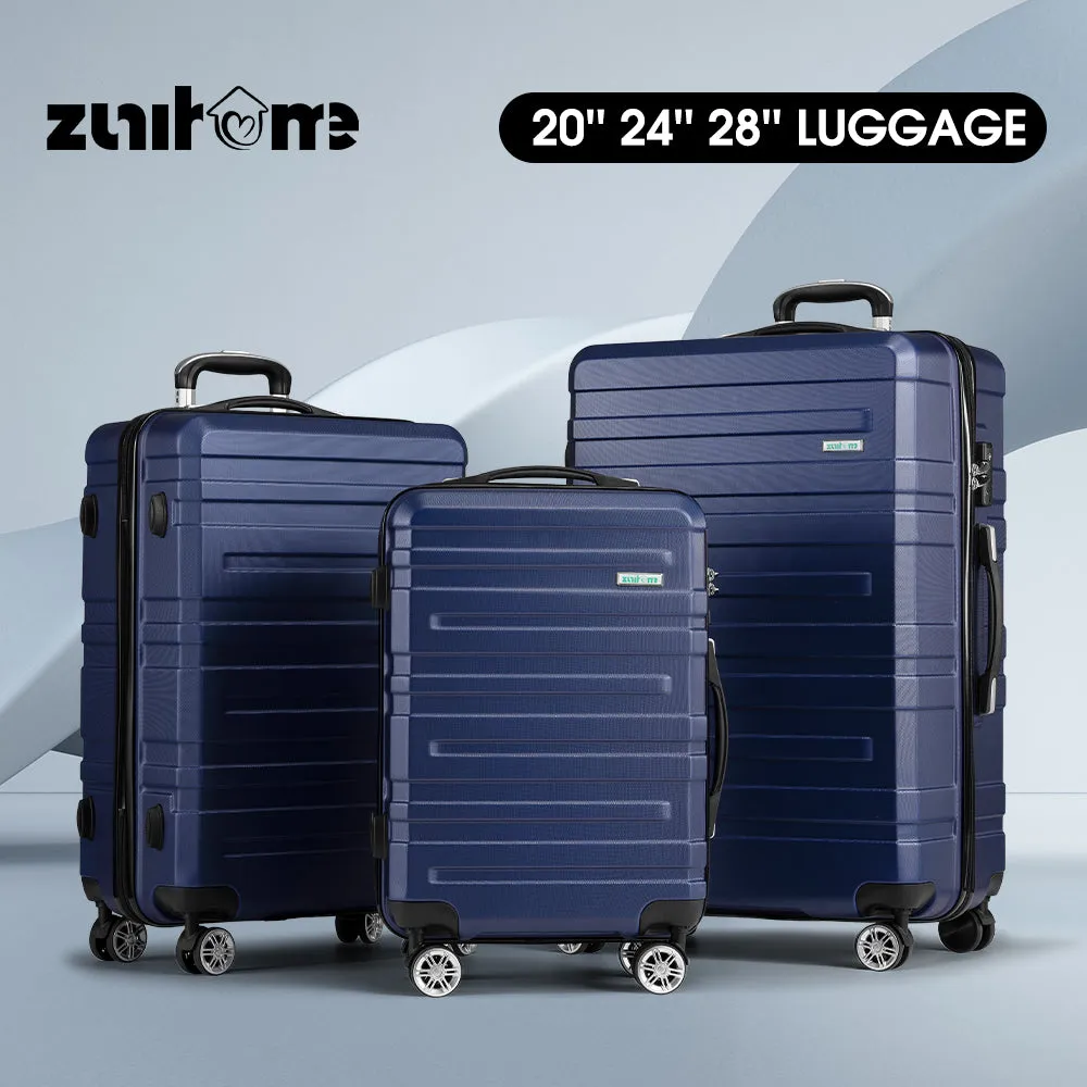 ZUNI 3PCS Luggage Suitcase Trolley Set Travel TSA Lock Storage Hard Case Navy